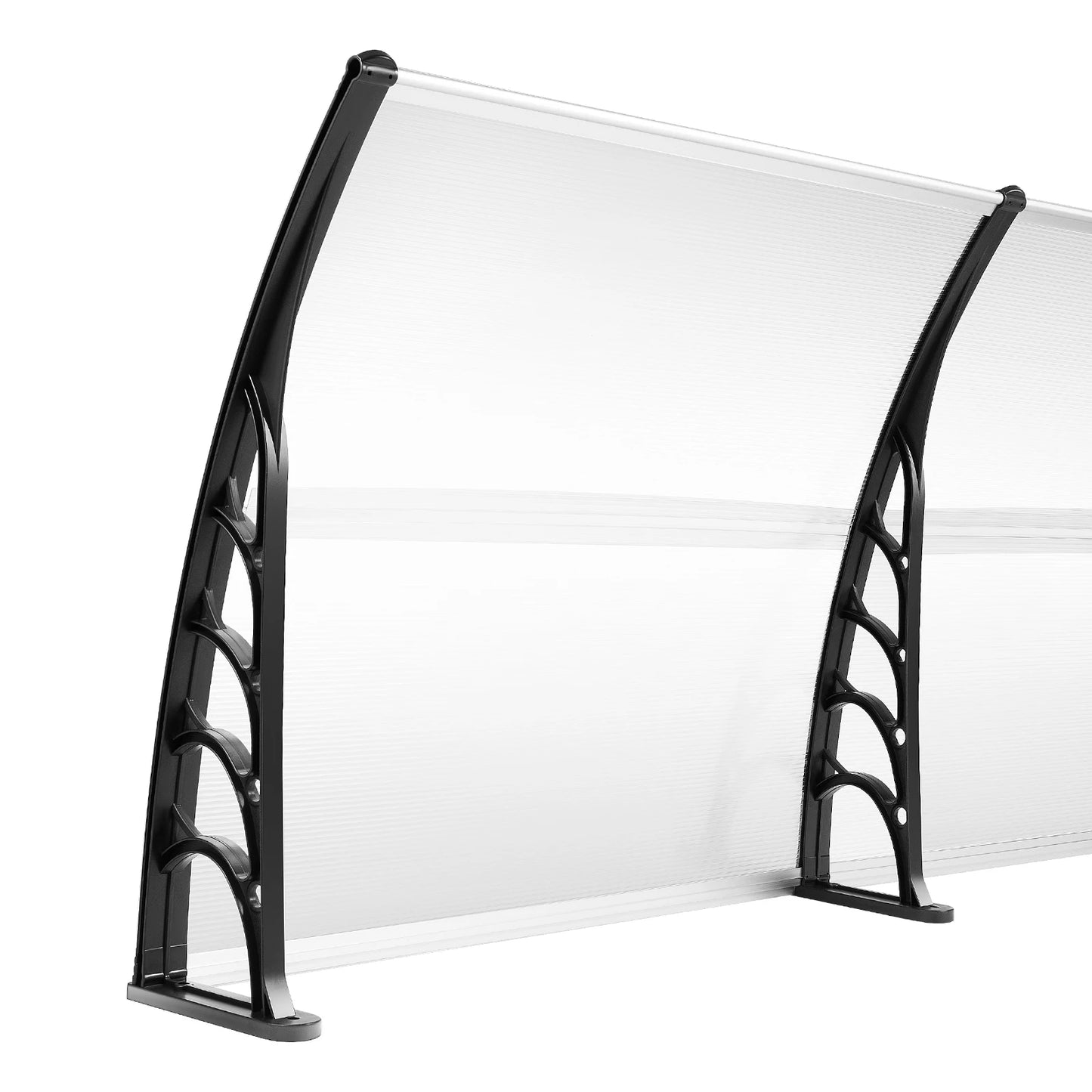 Auvent de Porte Transparent 200x90 cm – Abri Pluie Anti-UV, Polycarbonate, Sans Console Visible