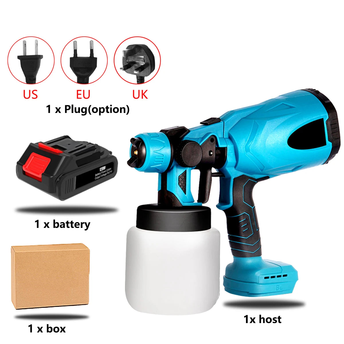 Pistolet à Peinture Sans Fil 800ml Batterie Makita 18V Pulvérisateur Électrique Portable Maison Auto