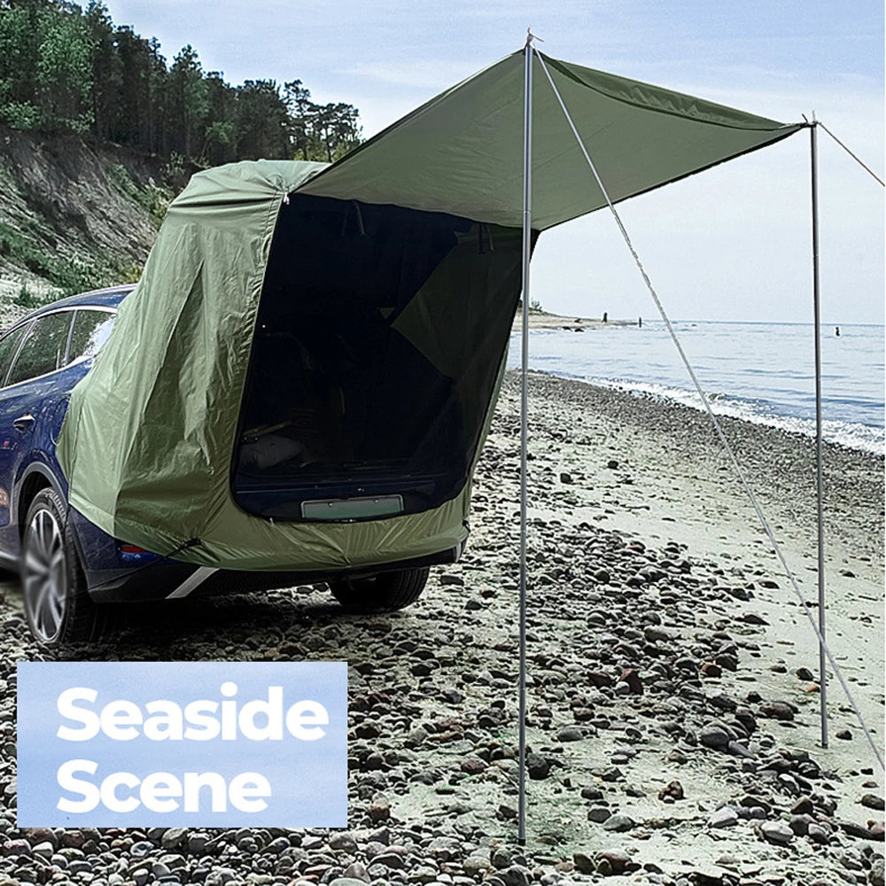 Tente Arrière Voiture Camping - Extension Hayon Imperméable 2.4x2x1.2m - APPRO-DISTRI