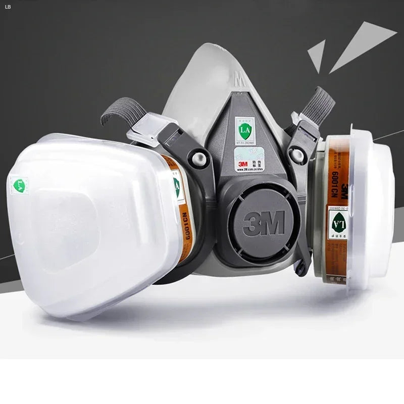 Masque à Gaz 3M 6200 Demi-Masque Réutilisable Peinture Chimique Poussière Filtre Vapeur Toxique Protection