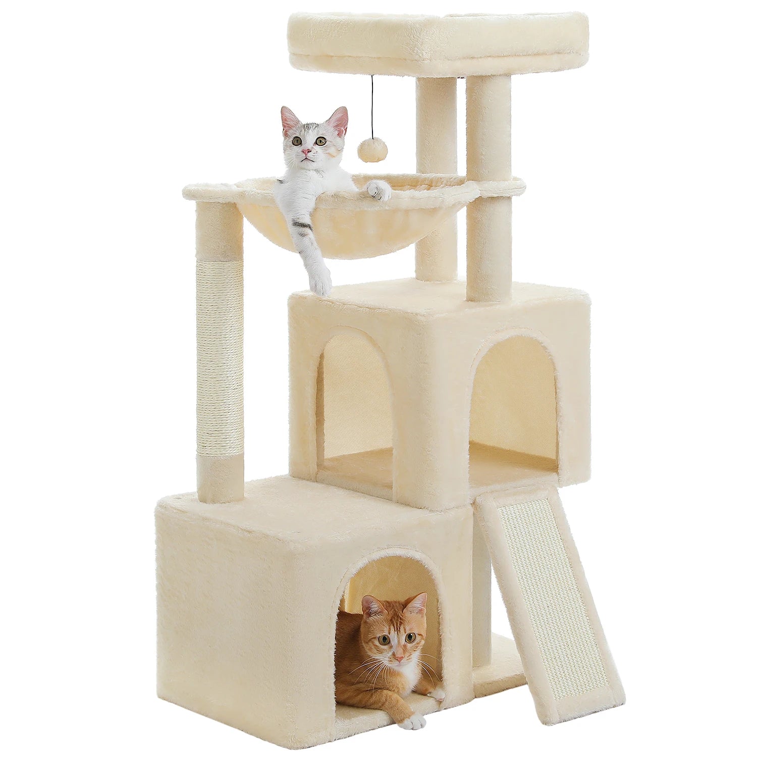 Arbre à Chat XXL Multi-Niveaux - Tour avec Griffoirs Sisal, 2 Niches, Jouets Intégrés