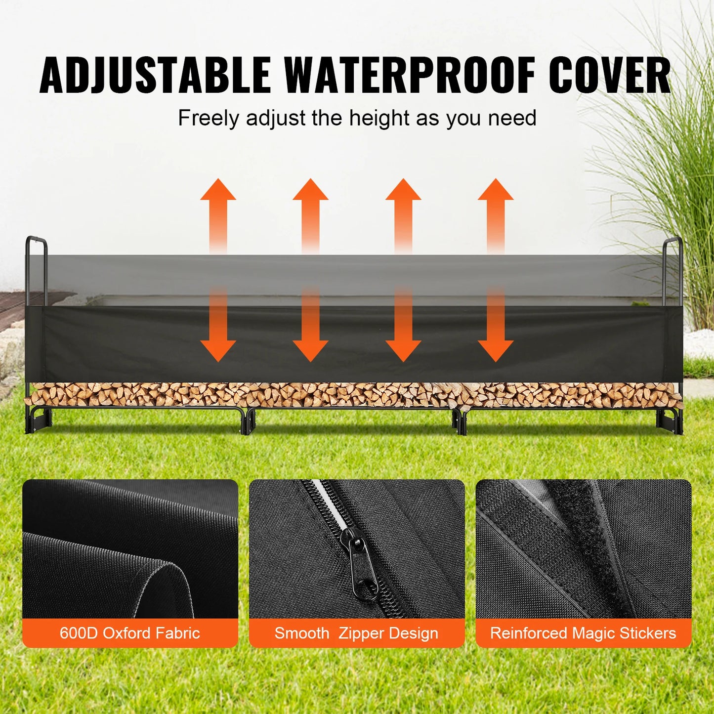 Range-Bûches Extérieur avec Bâche Imperméable 600D – 3 Tailles | SucceBuy