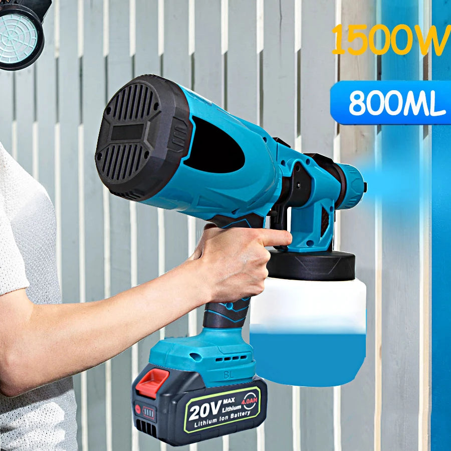 Pistolet à Peinture Sans Fil 800ml Batterie Makita 18V Pulvérisateur Électrique Portable Maison Auto