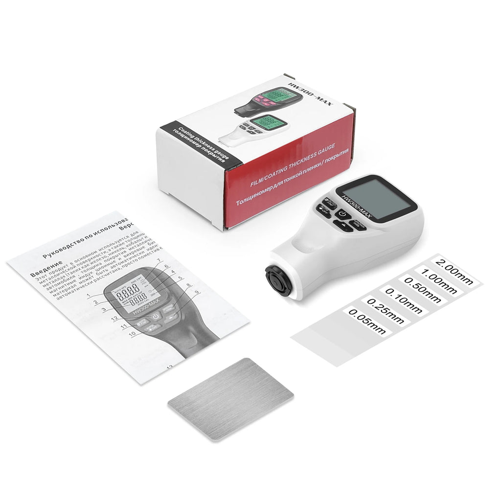 HW300-MAX Car Coating Thickness Gauge 0-2000UM Car Paint Film Thickness Tester Paint DFT Measuring Meter Digital Backlight