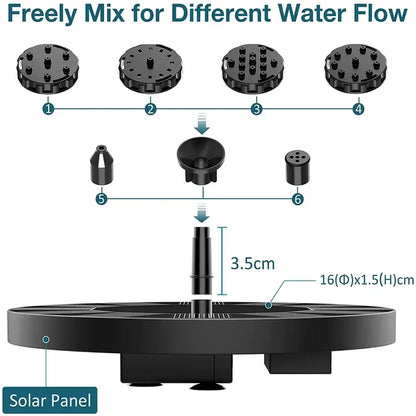 Fontaine Solaire Flottante 13/16/18cm – Pompe pour Bassin, Bain d'Oiseaux & Jardin
