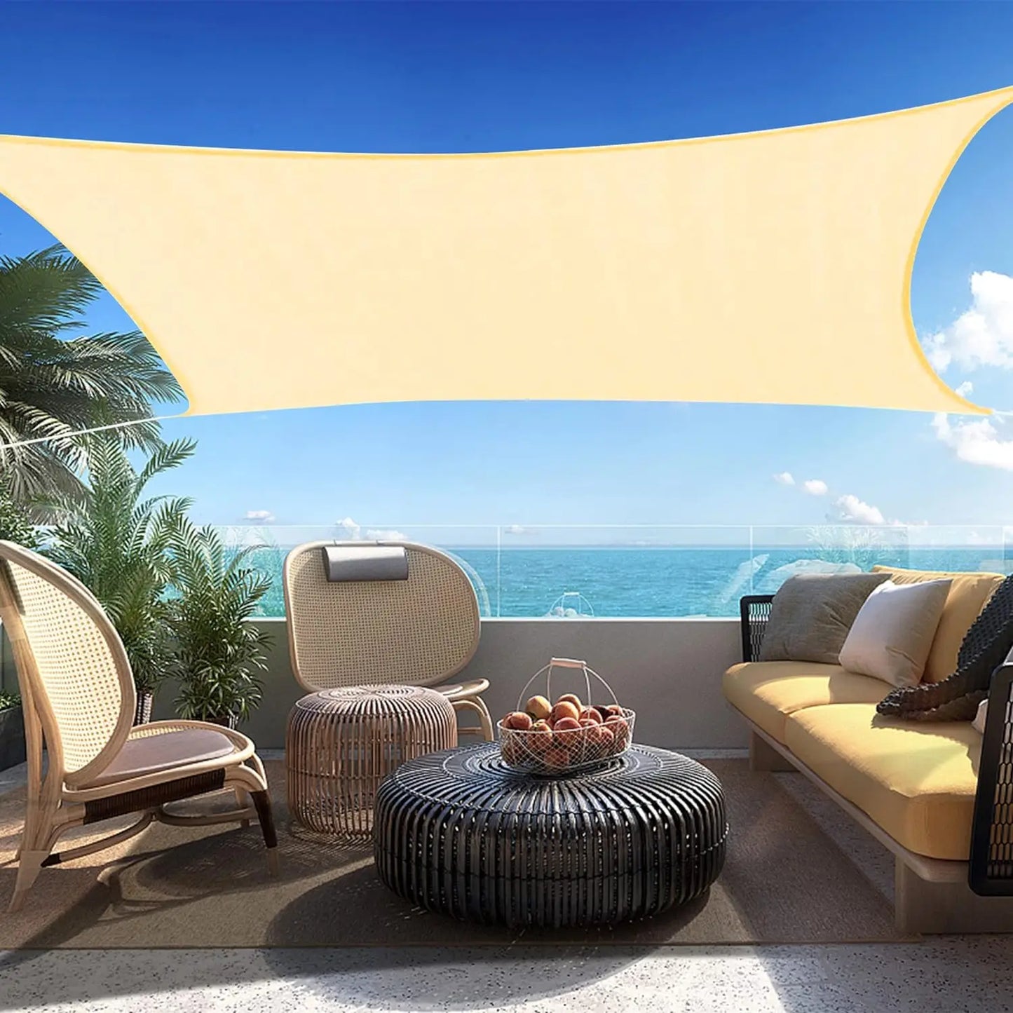 Voile d'Ombrage Rectangulaire Imperméable Oxford 300D – Protection UV 85-98% – Terrasse, Jardin, Piscine, Balcon, Carport – 20 Couleurs & 12 Tailles