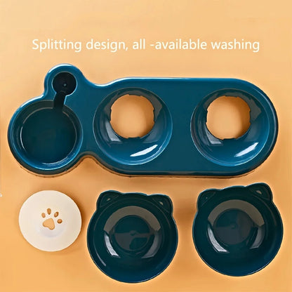Gamelle Chat 3 en 1 avec Distributeur d'Eau — Design Oreilles, Inclinée, Protection Cervicale