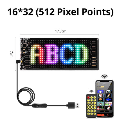 Panneau LED Pixel Flexible USB Bluetooth – Affichage Texte & GIF Personnalisable