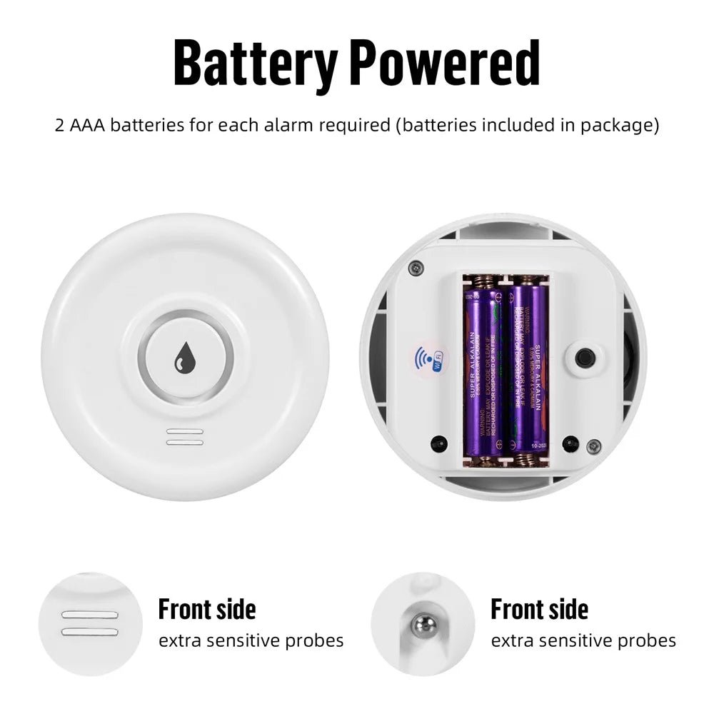 Détecteur de Fuite d'Eau WiFi Fuers – Alarme 100dB, Alerte Smartphone, Compatible Tuya/Smart Life