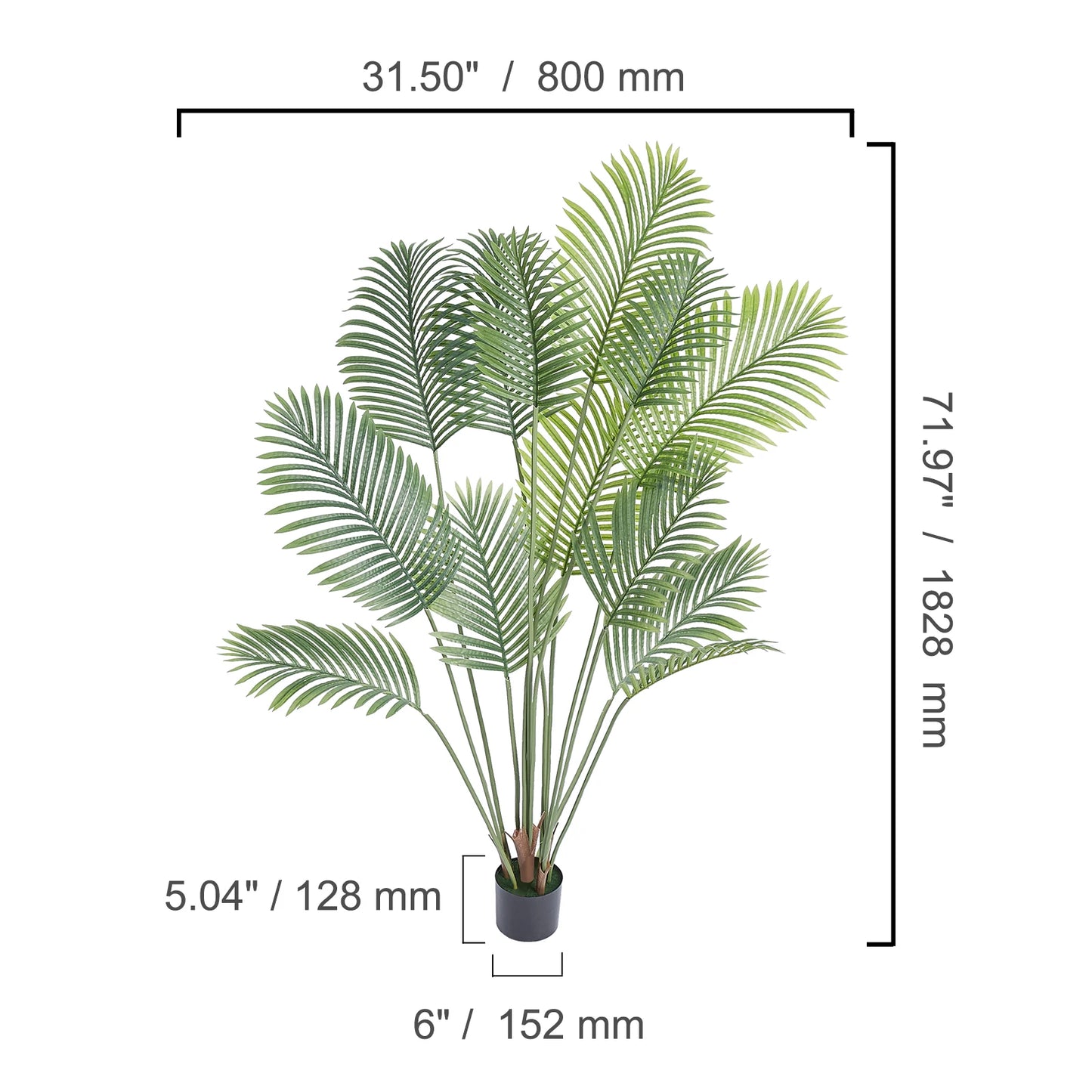 Palmier Artificiel 120/150/180 cm – Fausse Plante en PE, Anti-Basculement, Faible Entretien
