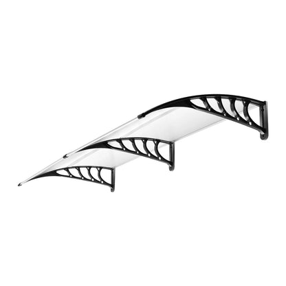 Auvent de Porte Transparent 200x90 cm – Abri Pluie Anti-UV, Polycarbonate, Sans Console Visible