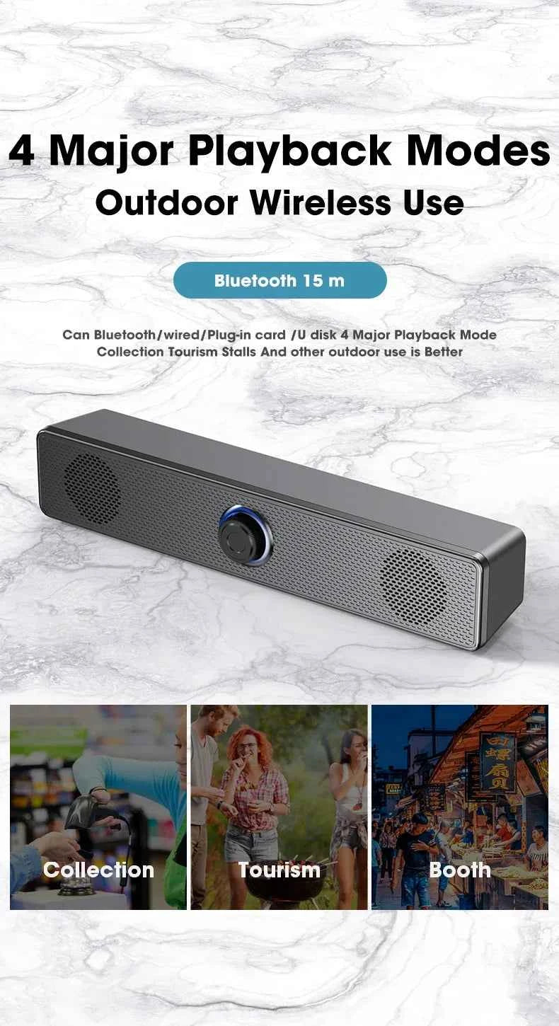 Enceinte PC Soundbar USB – Son Stéréo 3D, AUX & Bluetooth, TV / PC / Gaming