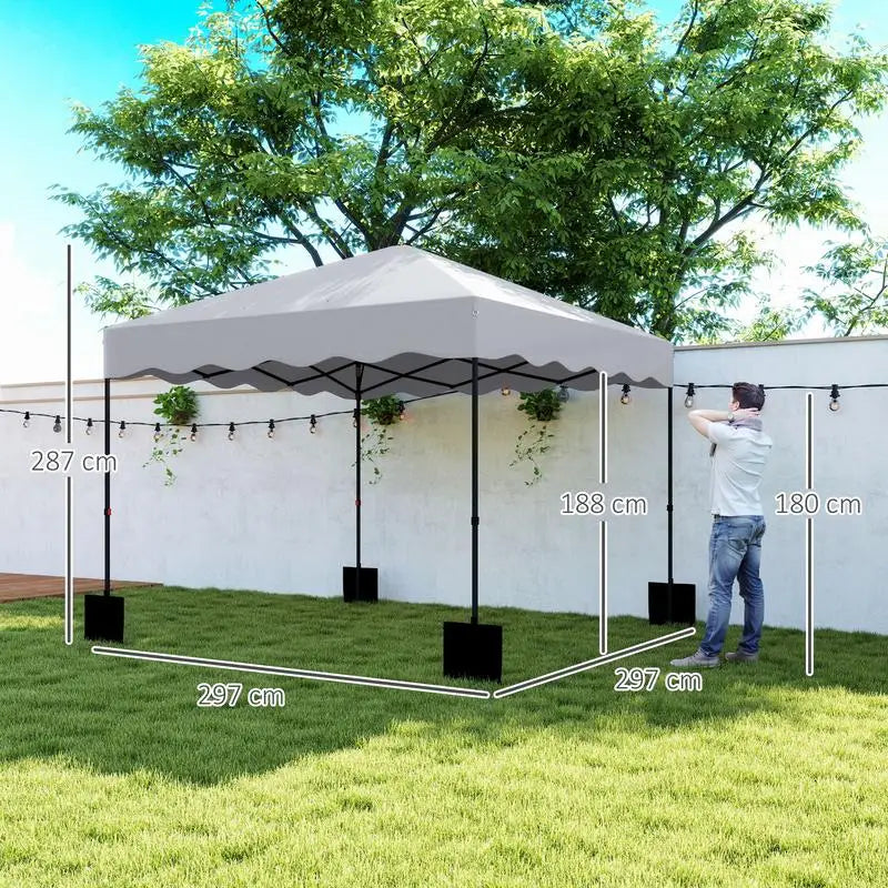 Gazebo Pop-Up 3x3m Hauteur Réglable – Tente de Jardin Oxford UPF50+ avec Sac de Transport | Gris Clair