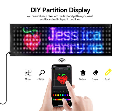 Panneau LED Pixel Flexible USB Bluetooth – Affichage Texte & GIF Personnalisable