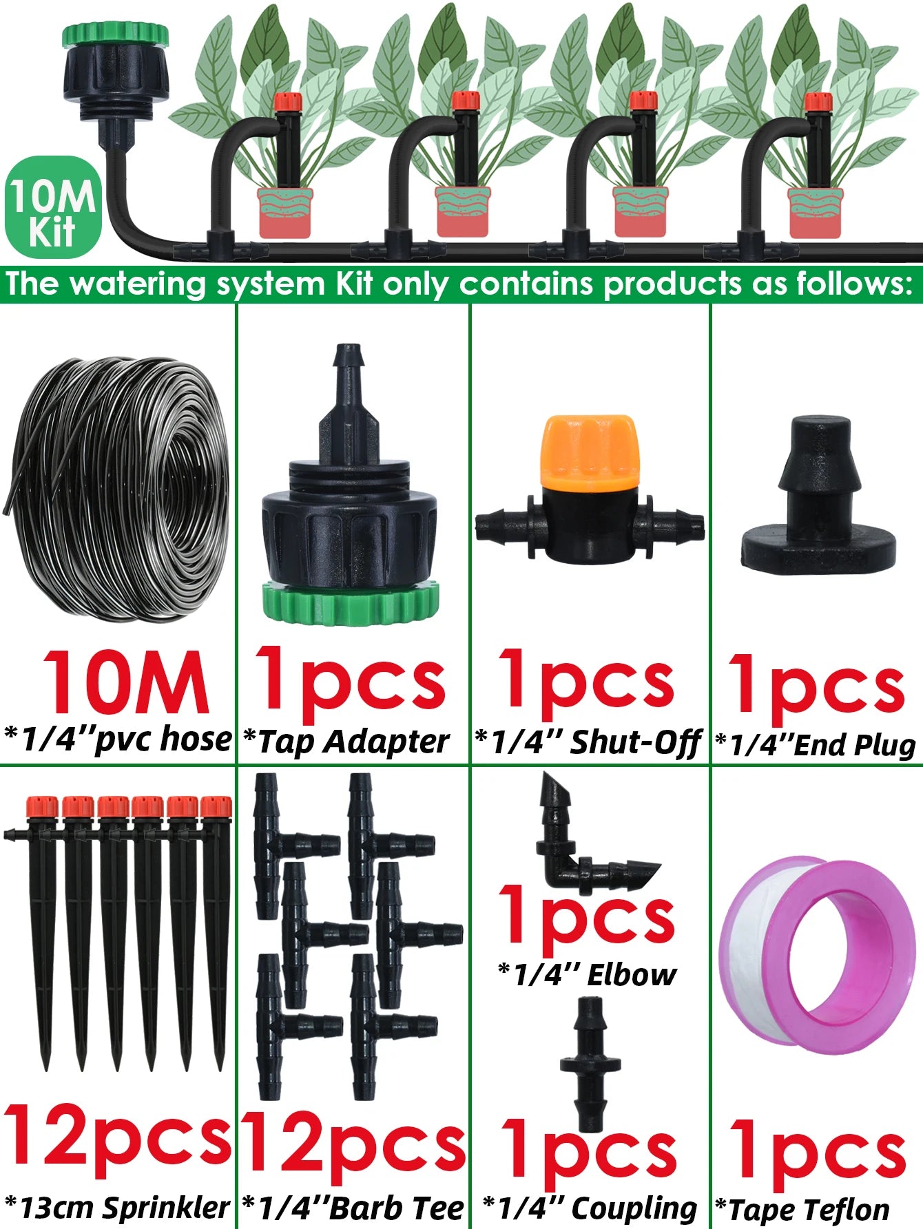 KESLA 5M-50M Automatic Watering Drip Irrigation System Garden Hose DIY Micro Drip Watering Kits w/ Adjustable Sprinkler Dripper