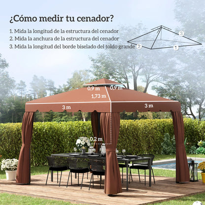 Toit de Remplacement Pergola 3x3m Double Toit – Polyester Anti-UV | Outsunny