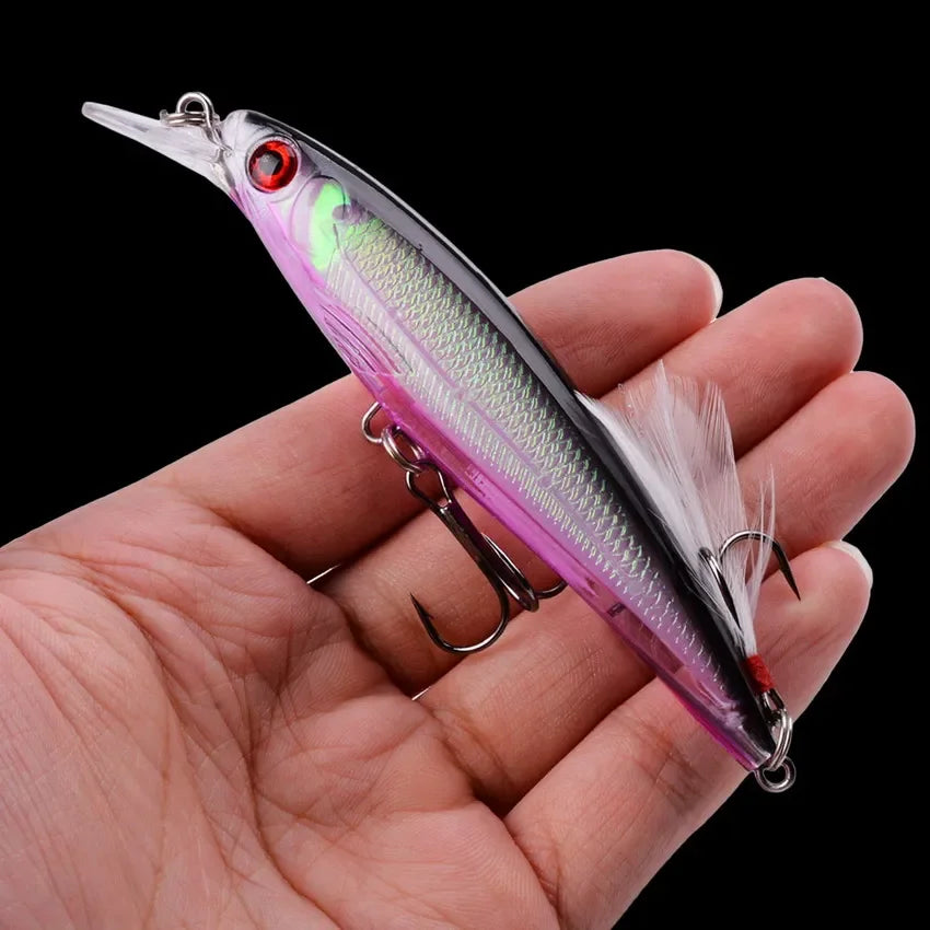 Leurre Pêche Minnow Laser 11cm 13g Poisson Nageur Crankbait Carnassier Brochet Perche Wobbler