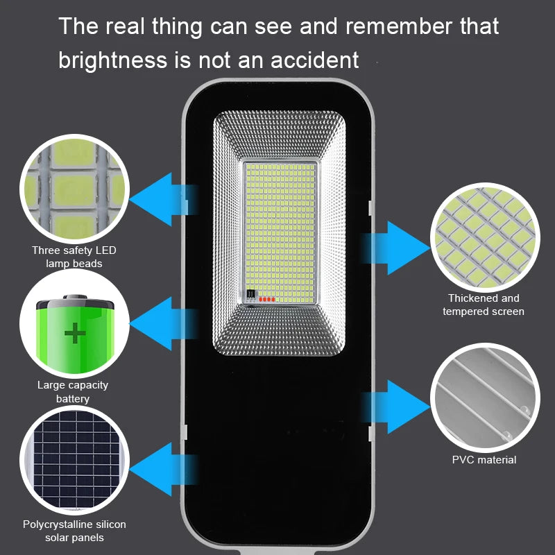 Lampadaire Solaire Extérieur 6000mAh – IP65, Télécommande, Détecteur de Mouvement