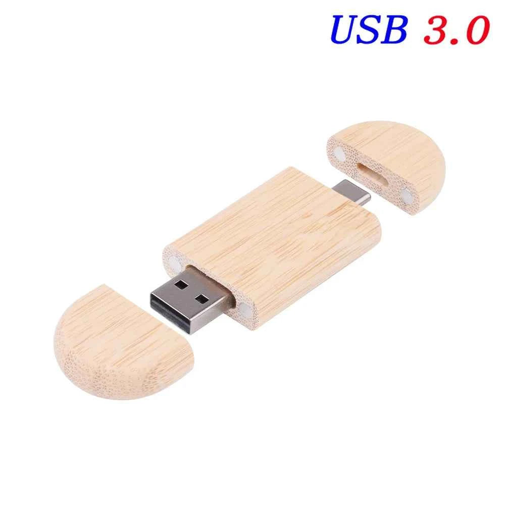 Clé USB 3.0 Type-C Bois Personnalisable JASTER - 4GB à 128GB avec Gravure Logo Gratuite