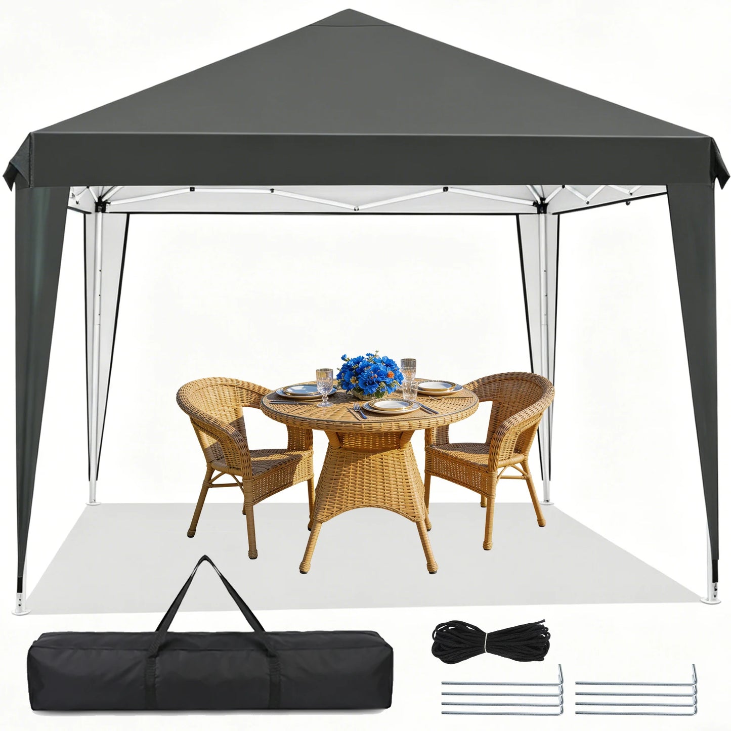 Kiosque Pliant Pop-Up 3x3 m – Toile Oxford 420D UPF 50+, Imperméable, Sac de Transport Inclus