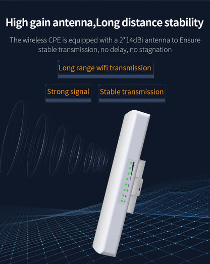Pont WiFi CPE Extérieur Longue Portée 5-10 km – 5 GHz 300 Mbps | COMFAST CF-E312A