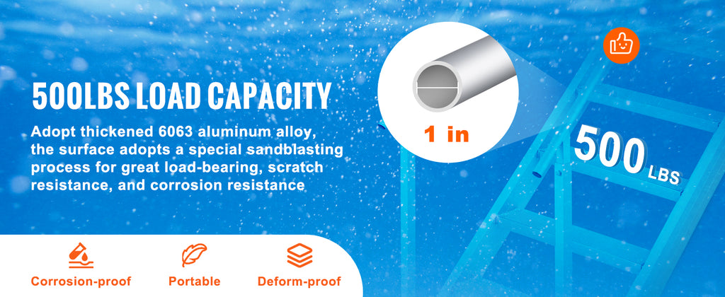 Échelle Ponton Aluminium Double Rampe - 4/6 Marches Antidérapantes, Hauteur Ajustable, 227kg - Piscine Bateau Lac