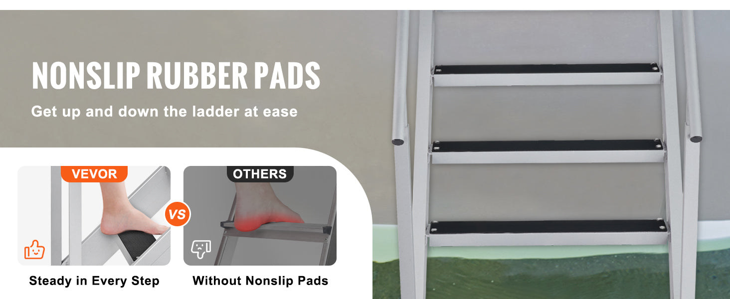 Échelle Ponton Aluminium Double Rampe - 4/6 Marches Antidérapantes, Hauteur Ajustable, 227kg - Piscine Bateau Lac