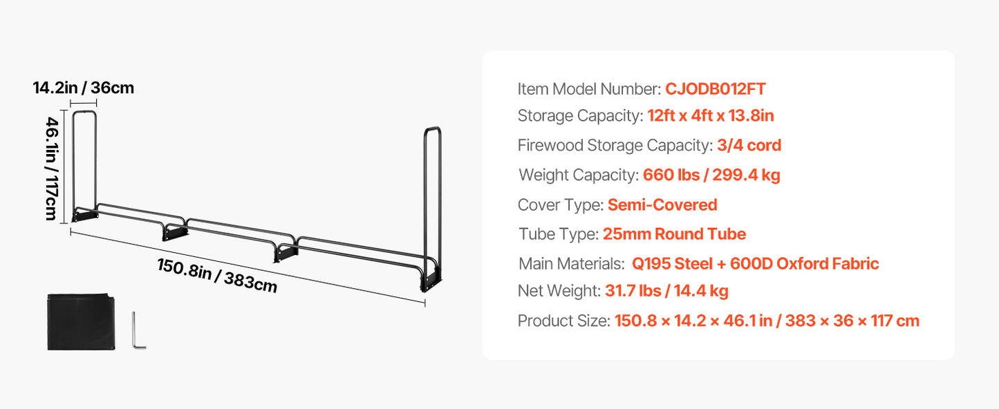 Range-Bûches Extérieur avec Bâche Imperméable 600D – 3 Tailles | SucceBuy