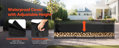 Range-Bûches Extérieur avec Bâche Imperméable 600D – 3 Tailles | SucceBuy