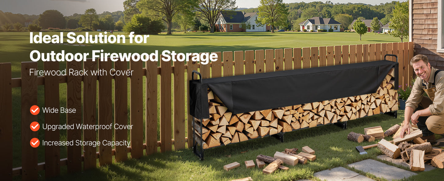 Range-Bûches Extérieur avec Bâche Imperméable 600D – 3 Tailles | SucceBuy