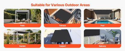 SucceBuy 90% Sun Shade Cloth 10x10/12/20ft Pergola Shade Cover 140 GSM HDPE Canopy Privacy Screen for Outdoor Garden Backyard