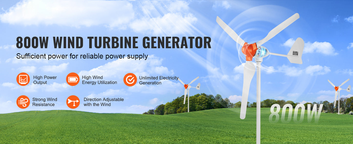 Éolienne 12V 500W/800W SucceBuy avec Contrôleur MPPT – Kit Complet